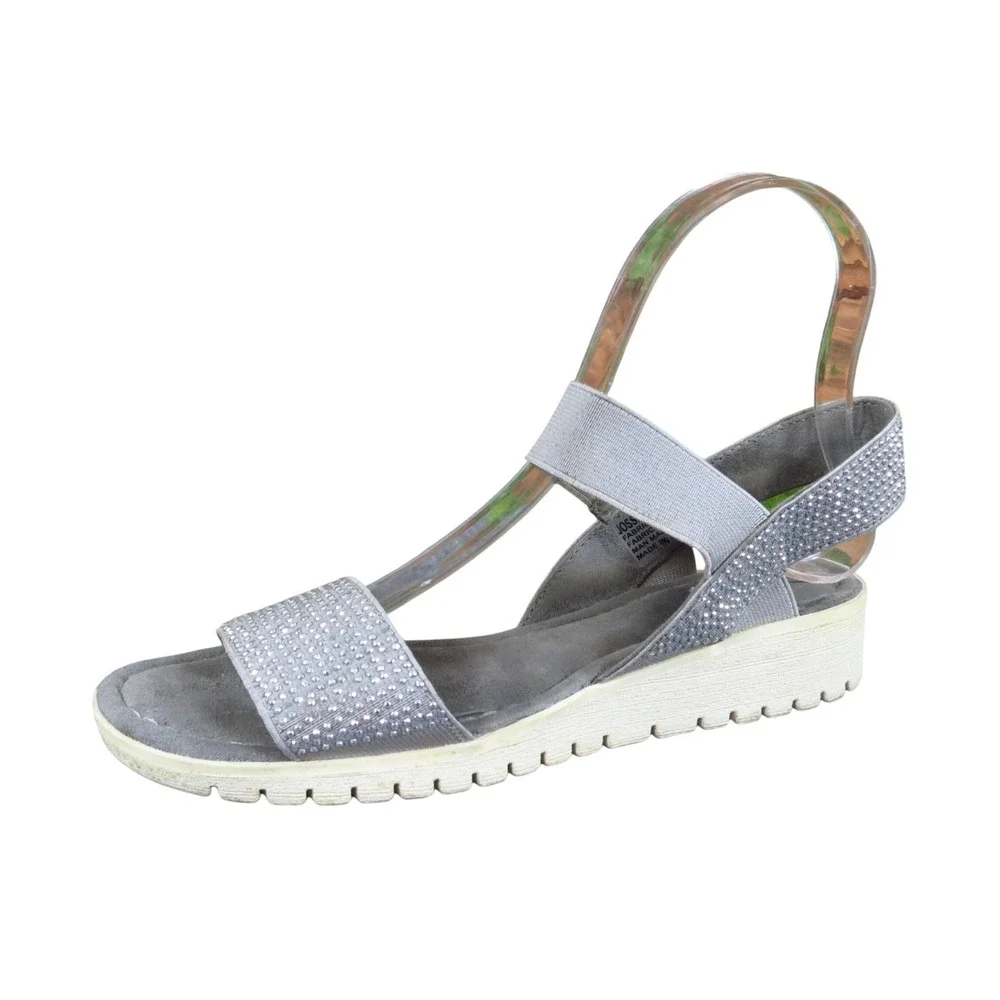 Yellow Box Jossie Women Wedge Sandals Size 6 Casual Comfort Gray Rhinestone - Picture 1 of 6